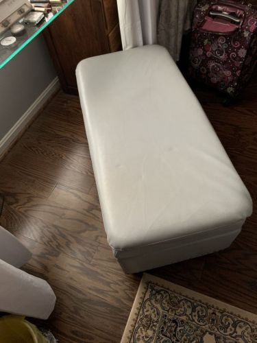 Click to view full screen Picture of tan leather bench two years after changed to Ash grey