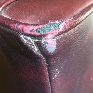 Picture of damaged piping on vinyl upholstery